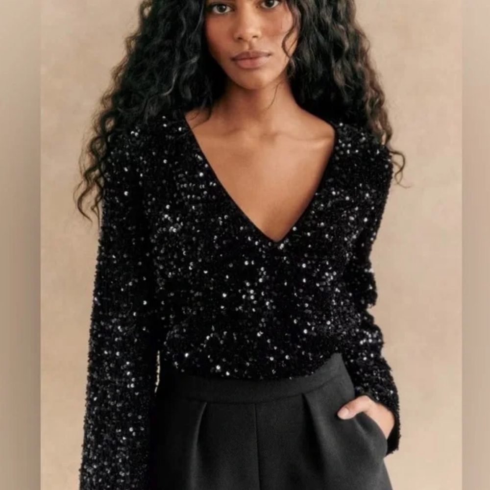 NWT sézane shiny sequin blouse